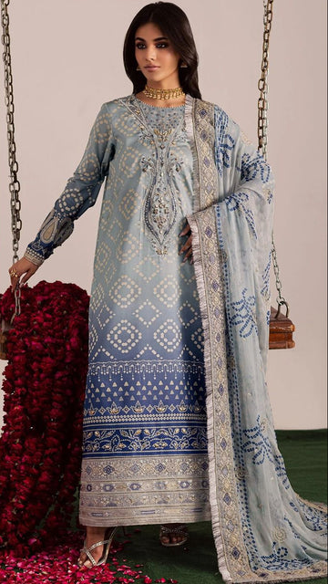 NRH  -Digital Print 3pc -CHIFFON DUPATTA & Patches