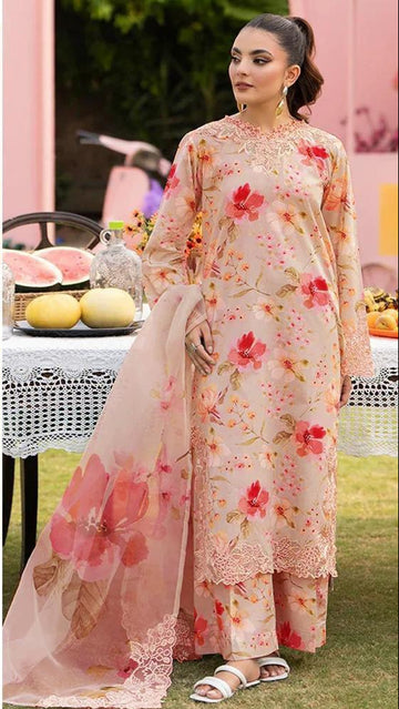 ELNA -LAWN Digital Print 3pc -CHIFFON DUPATTA Patches